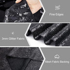 Sequin Table Runners 2 Pieces Black Table Runners 12x72Inch Glitter Dining Table Cover for Party Wedding Birthday Reception Banquet Decoration Halloween Party Chair Sashes
