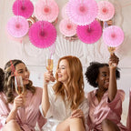 18 Pcs Pink Kit Hanging Honeycomb Paper Fans, Round Paper Fan Decorations for Weddings, Birthdays, Bachelorette, Photo Booth Backdrops, Baby Shower, Anniversary Events Party Supplies