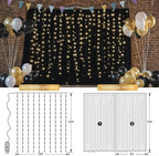 Ledido 10×8ft Tulle Backdrop Curtains with Lights String - 300LED Fairy Lights Sheer Curtain Backdrop for Weddings Baby Shower and Birthday Party Decorations(4 Panels 5×8ft)