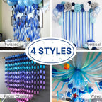 PartyWoo Blue Crepe Paper Streamers 4 Rolls 328 ft Pack of Dark Light Pastel Blue Crepe Paper for Baby Shower Gender Reveal Graduation Anniversary Birthday Party Decorations (1.8 Inch x 82 Ft/Roll)