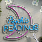 Psychic Moon Tarot Cards Neon Sign, Psychic Reading Led Light, Moon Star Shop Decor, Gothic Lover Gift, Dark Gothic Wall Art, Fortune Teller Sign for Psychic Tarot Room Wall Decor Tarot Reader Gifts