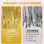 4 Pack Gold Foil Fringe Backdrop Curtains, Tinsel Streamers Birthday Party Decorations, Fringe Backdrop for Graduation, Baby Shower, Gender Reveal, Disco Party