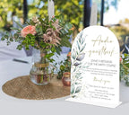 Acrylic Wedding Signs, Greenery Theme Audio Guestbook Sign, Wedding Reception Signage, Bridal Shower Table Decor with Stand, Engagement, Anniversary, Newlywed Events and Parties Supplies, 09