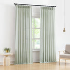 Vision Home Pinch Pleated Semi Sheer Curtains Textured Linen Blended Light Filtering Window Curtains 90 inch for Living Room Bedroom Pinch Pleat Drapes with Hooks 2 Panels 40" Wx90 L,Soft Green