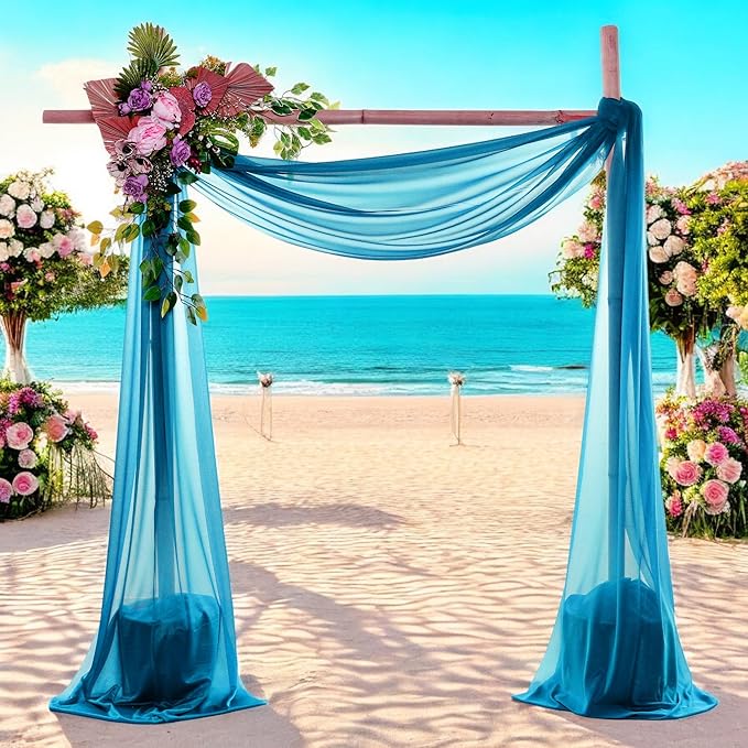 MDS Halloween Chiffon Draping Fabric - 2 Panel, 30" Wide x 20ft Long - Sheer Spooky Arbor & Canopy Drapery for Haunted House Backdrops, Party Ceilings, DIY Costumes & Themed Events - Dark Teal