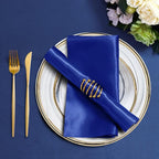 Horbaunal 30 Pack Royal Blue Satin Napkins 17 x 17 Inch, Square Soft Table Dinner Napkins, Silky Cloth Napkins Table Decoration for Weddings Banquets Parties