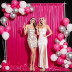 10x10ft Shimmer Hot Pink Sequin Backdrop Curtain for Parties, Thick Wrinkle Free Glitter Fuchsia Photo Backdrop Drapes Curtains for Birthday Wedding Halloween Photography Background-2 Panels 5x10ft