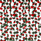 8Pcs 63Ft Red Rose Garland, Fake Rose Hanging Flowers, Artificial Flower Vine, Hanging Floral Vine Garland for Wedding, Birthday Party, Wall Arch, Halloween, Christmas Garden Backdrop Decor