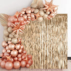 2 Pack Champagne Foil Fringe Backdrop Curtains, Tinsel Streamers Birthday Party Decorations, Fringe Backdrop for Anniversary, New Years, Birthday Party