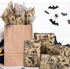 100 Sheets 20 * 14 Inches Vintage Halloween Tissue Paper Kraft Gothic Floral Skull Moth Spider Printed Tissue Paper for Gift Wrapping Spooky Decorative Tissue for Halloween Party DIY Craft Supplies