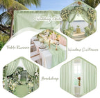 PARTISKY 10x7ft Sage Green Chiffon Backdrop Curtains, Wrinkle-Free Sheer Fabric Photo Drapes for Wedding Ceremony Arch Birthday Baby Shower Photography Stage Decor 5x7ft, 2 Panel