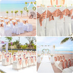 10 PCS Rose Gold Satin Chair Sashes Bows Universal Chair Ribbon Ties Back Sash for Wedding Party Reception Events Banquets Hotel Event Chair Cover Decoration (7x108 inch)