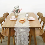 Lace Table Runner 6 Packs Ivory Table Fabric Embroidered Boho Table Runners for Party Wedding Bridal Shower Decorations Vintage Rustic Table Runners 14x120 Inches