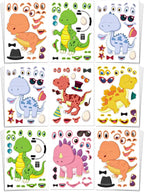 Aowplc 30 Sheets Make A Dinosaur Stickers for Kids Fun Mix 'n Match Craft for Party Favors & Activities