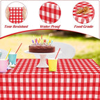 4Pack Plastic Table Cloth Ddisposable, 54" x 108" Table Cloth Rectangle Table, Waterproof Red and White Checkered Tablecloth, Outdoor Picnic Table Cover for Birthday Party Gathering Holiday Dinner