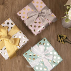 Ribbli Birthday Wrapping Paper Polka Dots Gift Wrap for Baby Shower Roll, 3 Rolls Pink White Blue Dots Pattern with Gold Foil - 17 inch x 120 inch(10feet) Per Roll