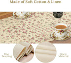 Floral Table Runner, Watercolor Rose Flower Kitchen Table Decoration Vintage Spring Home Tablecloth for Birthday Party Picnic Decoration 13x120 Inch 1PCS