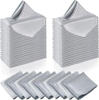 Manyshofu 50 Pieces Silver Satin Napkins - 12x12 Inches Cloth Napkins, Square Satin Fabric Napkin Set - Elegant & Smooth Table Napkins for Wedding Dinner Party Lunch Banquet Decoration