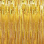 Crosize 8 Pack 3.3 x 9.9 ft Gold Foil Fringe Curtains Party Decorations, Gold Tinsel Curtain Backdrop for Parties, Door Streamers, Glitter Streamer Backdrop for Birthday Decoration