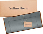 Solino Home Linen Hemstitch Table Runner 60 Inches - 100% Pure Linen Dark Grey Table Runner 14 x 60 Inch Ideal for Dresser and Coffee Tables - Classic Hemstitch - Thanksgiving