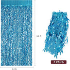 3 Pack 3.3 ft x 6.6 ft Teal Foil Fringe Curtains - Sparkle Metallic Curtains Party Decorations Photo Booth Decorations Party Supplier