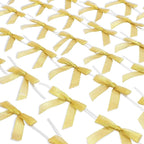 Bright Creations Gold Twist Tie Bows - 100 Pack, 2.5 x 3 in - Pretied Gold Bows & Ribbon for Treat Bags & Twist Ties for Crafts