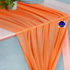 MDS 15 Pack 10ft Chiffon Table Runner 29 x 120 Inches Sheer Wedding Runner Romantic Rustic Table Runner for Wedding Decorations, Birthday Parties, Bridal Shower Party Arch Decor - Orange