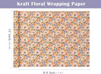 WRAPAHOLIC Kraft Floral Wrapping Paper Roll - Mini Roll - 17 Inch x 9.8 Feet - Watercolor Flower Wrapping Paper, Perfect for Wedding, Birthday, Bridal Shower, Tea Party