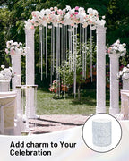49FT Acrylic Crystal Garland, Clear Diamond-Shaped Crystal Bead Strands, DIY Crystal Beads String Roll for Wedding Decorations Party Decorations Beaded Curtain Crafting Projects