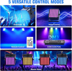 Rechargeable Par Can Lights, 72W RGB 5200mAh Uplights Battery Powered Stage Light, Wireless DJ Lights Sound Activated with Remote & DMX Control for Festivals, Weddings, Bars, Churches, DJ (2 Packs)