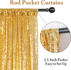 ShinyBeauty Gold and Black Backdrop 2FTx8FT Sequin-Backdrop 4Pieces Photograph Backdrops Sparkle Curtain Panels Black Sequin Curtains Glitter Background for Wedding/Graduation Halloween Decor