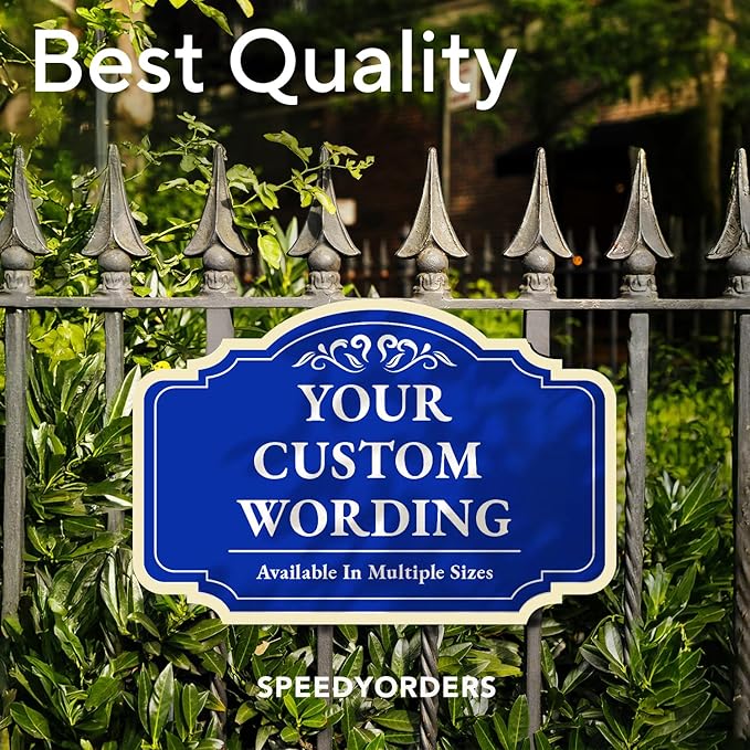 Personalized Custom Decorative Outdoor Metal Signs, Aluminum, Waterproof, Design 2 Blue Steel 10x7 In