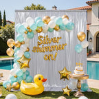 20x10FT Silver Sequin Backdrop - 4 Panels 5x10FT Wrinkle-Free Glitter Drapes for Weddings, Parties & Events