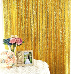 JYFLZQ Gold Sequin Backdrop Curtains 2ft x 8ft 4 Panel Glitter Photo Booth Backdrops Sparkly Photography Background Drapes for Parties Wedding Bridal Showers