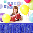 3 Pack 29x108 Inch Blue Foil Fringe Table Skirts Metallic Banner for Tinsel Streamer Garland Backdrop for Parade Floats Wedding Thanksgiving Birthday Christmas Halloween Party Decoration