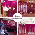 PartyWoo Foil Fringe Curtains, 2 pcs 3.3x6.6 ft Burgundy Red Streamers, Fringe Backdrop, Party Backdrop Curtain, Tinsel Curtains, Door Shimmer, Streamers Party Decorations for Birthday, Christmas
