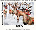 QGHOT Winter Tapestry Wall Hanging Winter Forest Backdrop Christmas Snowy Deer Wall Decor Snow Elk Tapestries for Bedroom Living Room Dorm Party Decoration, Large