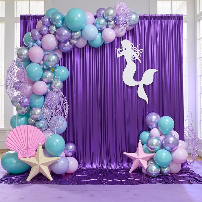 gogoparti 10x10FT Purple Sequin Backdrop Curtain - 2 Panels of 5x10FT Wrinkle-Free Glitter Drapes for Photography, Birthdays, Weddings & Graduations