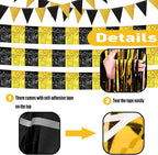 6 Pack 10 Feet Black Gold Foil Fringe Garland Metallic Tinsel Streamers Banner Wall Hanging Curtain Backdrop Banner for Parade Floats, Thanksgiving, Christmas, Birthday, Halloween Party Decorations