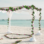 Floweroyal 2 Pack Artificial Flower Garlands 15.8FT Fake Rose Vines Silk Flowers Hanging Rose Ivy for Wedding Arch Party Home Garden Wall Decor (Fuchsia)