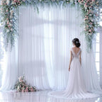 White Backdrop Curtain for Parties 10 ft x 10 ft Sheer Tulle Backdrop Drapes for Wedding Ceremony Birthday Baby Shower Ceiling Drapes Christmas Photo Backdrop Curtain Decorations 2 Panels 5ft x 10ft