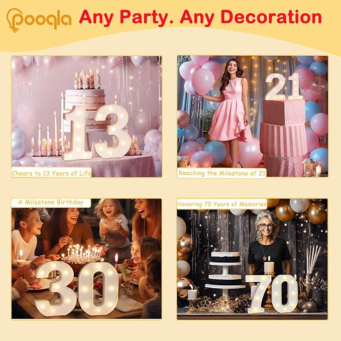 Pooqla 40th Birthday Decorations for Her Him, Light Up Number 40 for Party Table Decorations, 40th Birthday Gift for Women Men, Backdrop Wall Decor for 40th Wedding Anniversary Decoration