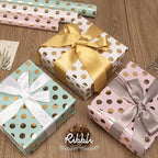 Ribbli Birthday Wrapping Paper Polka Dots Gift Wrap for Baby Shower Roll, 3 Rolls Pink White Blue Dots Pattern with Gold Foil - 17 inch x 120 inch(10feet) Per Roll