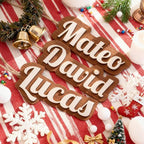 4Pcs Personalized Christmas Stocking Name Tags Custom Wooden Stocking Name Tag Customized Letters Tags Custom Xmas Stockings Hanging Tag Gifts for Christmas Stockings