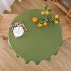 NLMUVW Round Table Cloth 36 Inch, Olive Green Linen Tablecloth Rustic Small Table Cover Water Resistant for Kitchen Dining Coffee