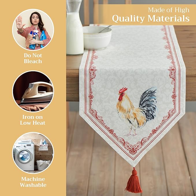 Maison d' Hermine Table runner 100% Cotton Double Layer Table Runners 108 inches long Decorative for Home Kitchen Dining Party Baby Shower Wedding Bridal Shower Spring Summer (Campagne, 14.50" x 108")