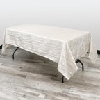 YOUR CHAIR COVERS - 60 x 102 inch Rectangular Crinkle Taffeta Tablecloth - Ivory, Rectangle Table Linens for 6 ft Rectangular Tables, Wedding Crushed Table Cloth