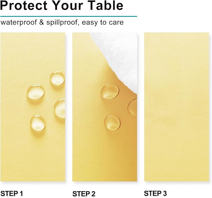 Hiasan Rectangle Tablecloth - Waterproof Washable Fabric Table Cloth for Dining & Party,54 x 120 Length, Light Yellow