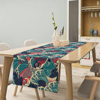 Kio Fish Table Runner Waves Japanese Tradition Art Printed Burlap Runner Home Kitchen Dining Table Living Room Decor Fabric 1 Panel W13xL60in