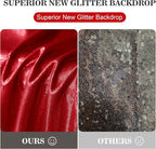 10x10ft Thick Red Glitter Backdrop Curtain Panels for Parties, Wrinkle Free Sequin Sparking Photo Backdrop Drapes, 2 Panels 5x10ft Shimmer Back Drop Cloth for Wedding Birthday Photography